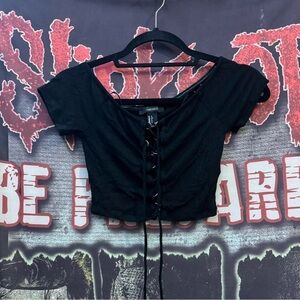 Forever 21 Black Lace-Up Top
